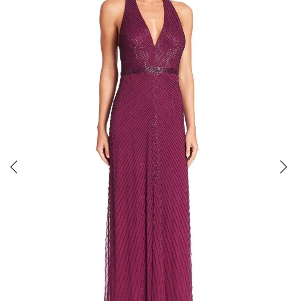 Aidan Mattox fully beaded V-neck sleeveless Open back long gown - Picture 7 of 9